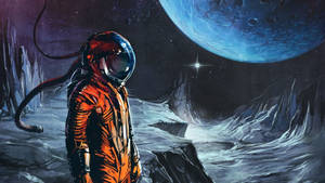 Astronaut On The Moon Vintage Comic Wallpaper