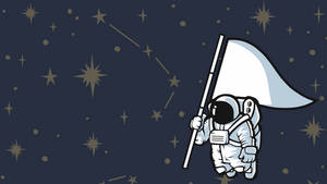 Astronaut Waving White Flag Art Wallpaper