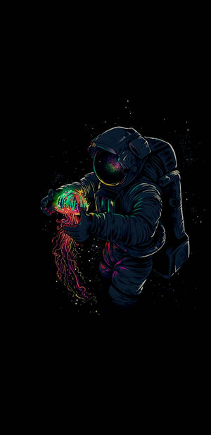 Astronaut With Jellyfish 2k Amoled Wallpaper