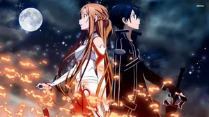 Asuna And Kirito Smiling Wallpaper