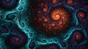 Asymmetrical Swirling Fractal Design Wallpaper