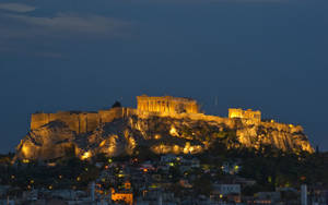 Athens Rocky Hilltop Ruins Wallpaper