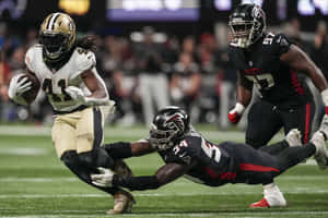 Atlanta Falcons Linebacker Foye Oluokun At Mercedez Benz Stadium 2022 Wallpaper