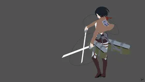 Attack On Titan Characters Mikasa Minimalist Wallpaper