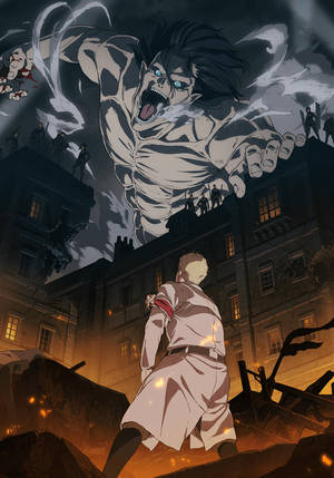 Attack On Titan Titan Eren Attacking A Man Wallpaper