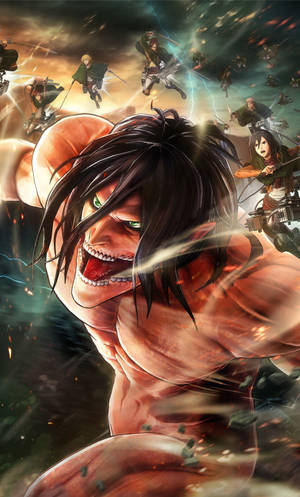 Attack On Titan Titan Eren Attacking Someone Wallpaper