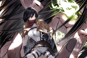 Attack On Titan Titan Eren Carrying Mikasa Wallpaper