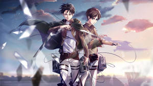 Attack On Titan Titan Eren Walking With Levi Wallpaper