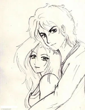 Attractive Art Of Cute Couple Drawing Wallpaper