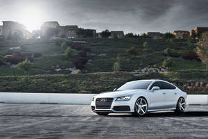 Audi A7 White Suburbs Wallpaper