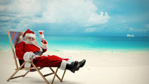 Australian Christmas Santa On Beach Wallpaper