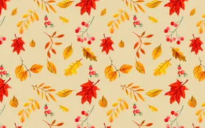 Autumn Berries And Leaves Aesthetic Wallpaper