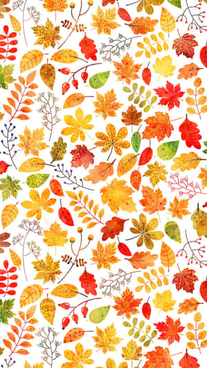 Autumn Leaves On A Phone Screen. Wallpaper