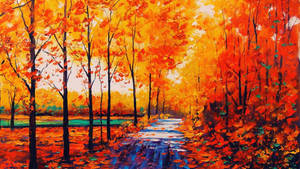 Autumn Trees Painting Desktop Wallpaper