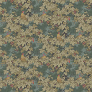 Autumnal Oakand Pheasants Pattern Wallpaper