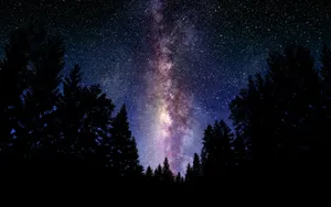 Awe-inspiring View Of The Night Sky And Its Distant Galaxies. Wallpaper