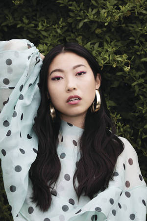 Awkwafina White Polkadot Dress Wallpaper