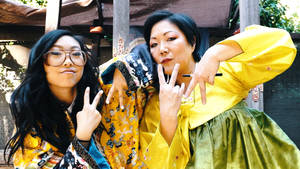 Awkwafina With Margaret Korean Dress Wallpaper