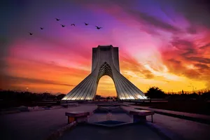 Azadi Tower Beautiful Sunset Birds Wallpaper
