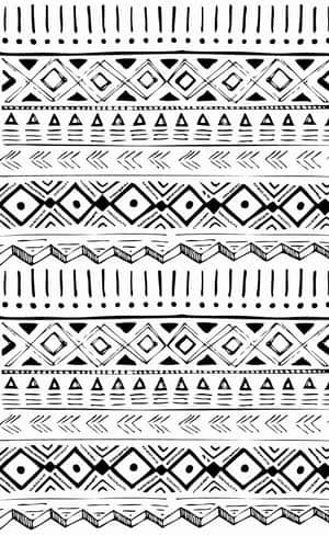 Aztec Geometric Black And White Pattern Wallpaper