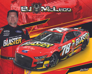 B.j. Mcleod Driving Red Blaster Stock Car Wallpaper