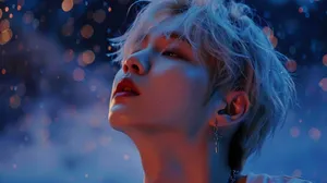 B T S Suga Aesthetic Blue Hues Wallpaper