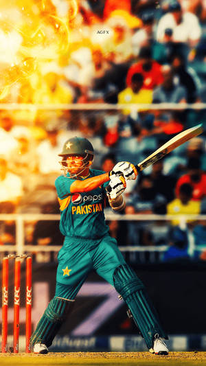 Babar Azam With Orange Flare Wallpaper