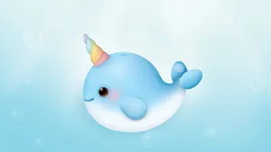 Baby Blue Narwhal Wallpaper
