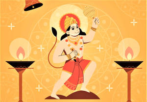 Baby Hanuman Candle Lights Wallpaper