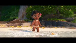 Baby Moana By The Ocean Wallpaper