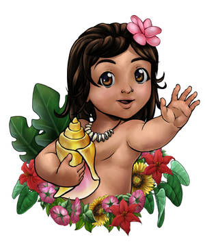 Baby Moana Graphic Art Wallpaper