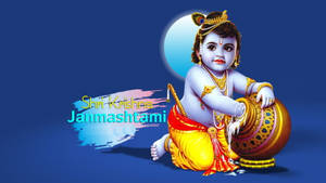 Baby Shri Krishna Makhan Jar Wallpaper