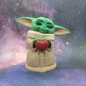 Baby Yoda Aesthetic Holding Stone Wallpaper