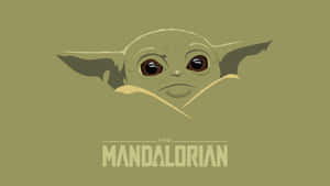 Baby Yoda Aesthetic On Olive Background Wallpaper