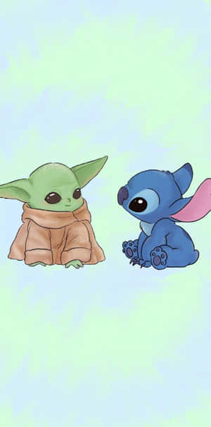 Baby Yoda Aesthetic With Stitch Wallpaper