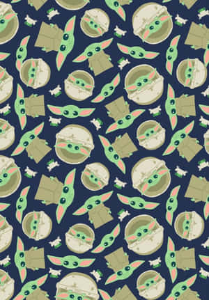 Baby Yoda Cartoon Fabrics Wallpaper