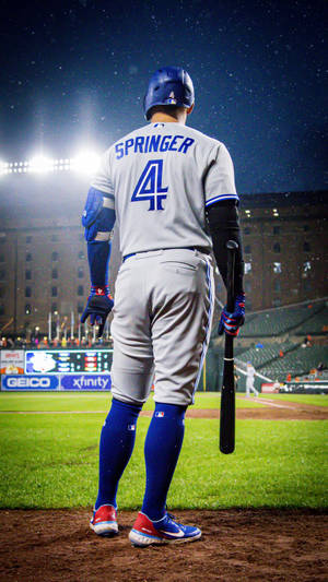 Back Shot Of Toronto Blue Jays George Springer Wallpaper