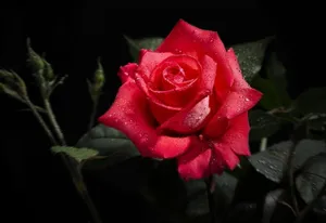 Background Black With A Red Rose Wallpaper