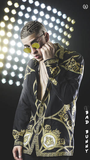 Bad Bunny Black Versace Long Sleeves Wallpaper