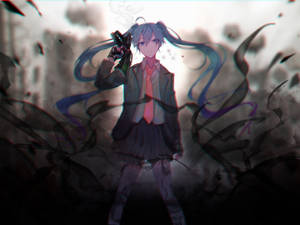 Bad Girl Anime Hatsune Miku Gun Wallpaper