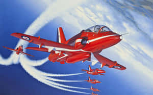 Bae Hawk T1 Red Arrows - A Spectacular Sight In The Sky Wallpaper