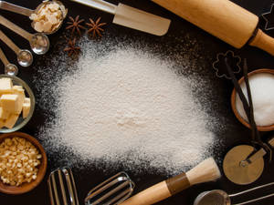 Bakery Ingredients Flat Lay Wallpaper