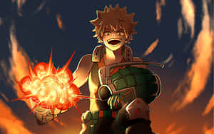 Bakugou Katsuki Standing Proud And Ready For Battle. Wallpaper