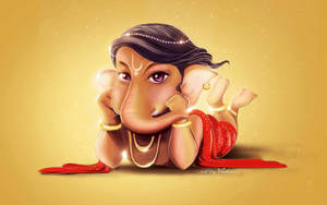 Bal Ganesh Lying On Stomach Wallpaper