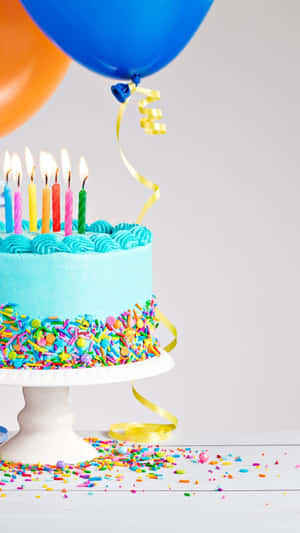 Balloons And Sprinkles Birthday Cake Iphone Wallpaper