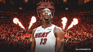 Bam Adebayo In Miami Heat Stadium Wallpaper