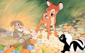 Bambi With Friends Flower Garden Wallpaper