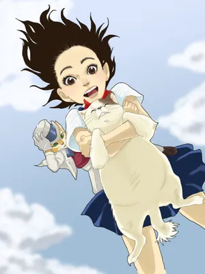 Baron, The Elegant Cat, Sitting On A Rooftop In A Moonlit Night From Studio Ghibli's