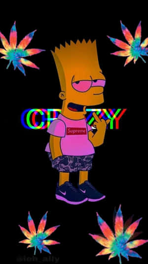 Bart Simpson Trippy Weed Leaf Wallpaper