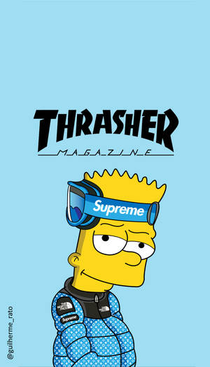 Bart Simpson With Superior Supreme And Thrasher Wallpaper